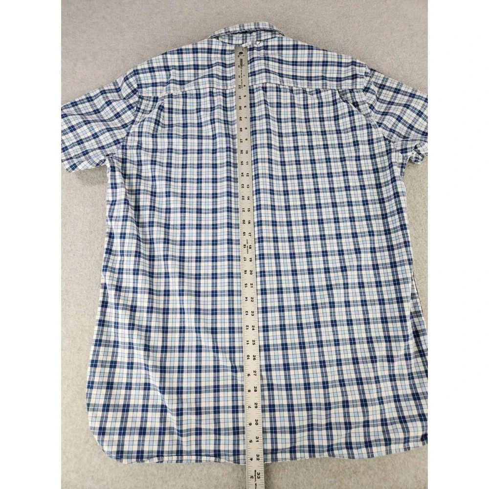 Tommy Hilfiger Short Sleeve Button Down Shirt Plaid Striped Blue Eyes Pop Men XL